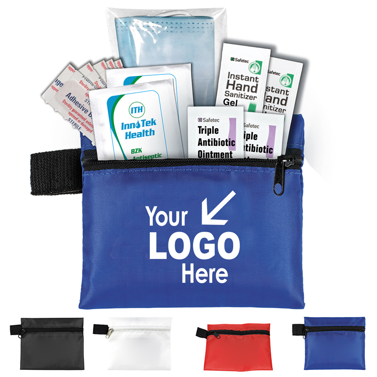 13 Piece Mask & Sanitizing Safety Kit inserted into Zipper Pack 13 Piece Mask & Sanitizing Safety Kit inserted into Zipper Pack